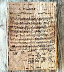 Declaration of Independence Wood Sign, Laser Engraved Oak Sign, Desk Plaque, Office Sign, Office Art, Den Art, Mancave Art