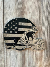 Load image into Gallery viewer, Custom Football Art, Round Wood Flag, Football, NFL, NCAA, Name Sign, Round Sign, Sign Decoration Football Sport Decor
