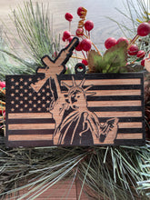 Load image into Gallery viewer, Statue of Liberty AR15 Flag Christmas Ornament, Patriotic Ornament, Christmas Ornaments, AR15, NYC
