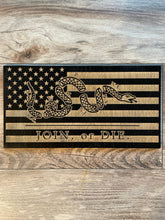 Load image into Gallery viewer, Join or Die Wood Flag, Dont Tread on Me, Join or Die, Wood Flag, Patriot, American Flag, Wood Decor, Trump, MAGA
