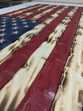 Load image into Gallery viewer, Rustic Wooden American Flag, Battle Worn and Distressed Wooden Flag, Wood Flag, American Flag, Home Decor, Office Decor, Wooden Flag
