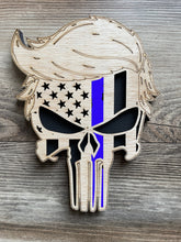 Load image into Gallery viewer, Trump Punisher Wood Sign, Donald Trump, Punisher, Law Enforcement, Police Officer, Firefighter, Military, Veteran, Wood Sign
