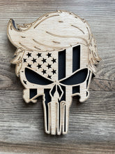 Load image into Gallery viewer, Trump Punisher Wood Sign, Donald Trump, Punisher, Law Enforcement, Police Officer, Firefighter, Military, Veteran, Wood Sign
