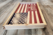 Load image into Gallery viewer, Trump Save America Wood Flag, Trump, MAGA, Make America Great Again, American Flag, Wood Flag, Wood Decor, Patriotic Decor, American
