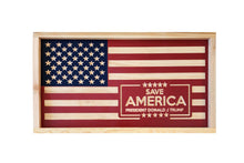 Load image into Gallery viewer, Trump Save America Wood Flag, Trump, MAGA, Make America Great Again, American Flag, Wood Flag, Wood Decor, Patriotic Decor, American
