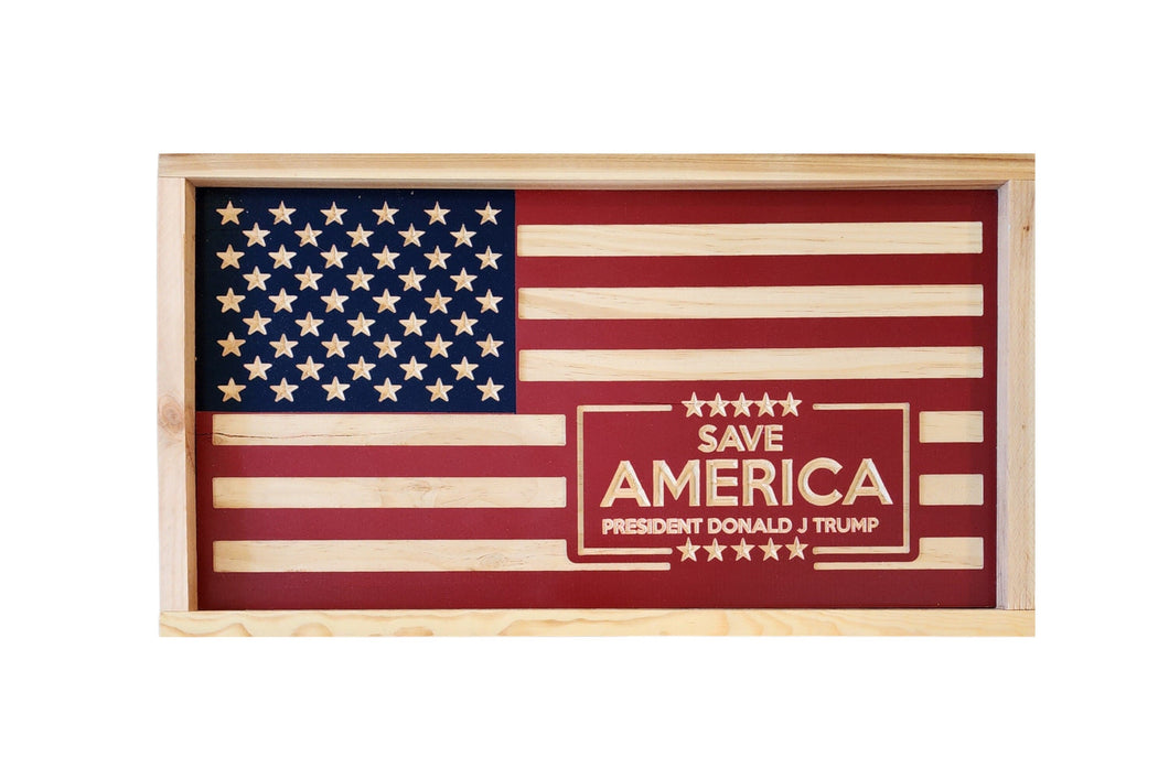 Trump Save America Wood Flag, Trump, MAGA, Make America Great Again, American Flag, Wood Flag, Wood Decor, Patriotic Decor, American