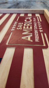 Trump Save America Wood Flag, Trump, MAGA, Make America Great Again, American Flag, Wood Flag, Wood Decor, Patriotic Decor, American