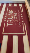 Load image into Gallery viewer, Trump 2024 Save America Again Wood Flag, Trump, MAGA, Make America Great Again, Wood Flag, American Flag, American, Patriotic Decor
