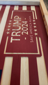 Trump 2024 Save America Again Wood Flag, Trump, MAGA, Make America Great Again, Wood Flag, American Flag, American, Patriotic Decor