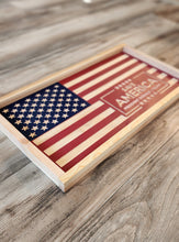 Load image into Gallery viewer, Trump Save America Wood Flag, Trump, MAGA, Make America Great Again, American Flag, Wood Flag, Wood Decor, Patriotic Decor, American
