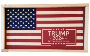Trump 2024 Save America Again Wood Flag, Trump, MAGA, Make America Great Again, Wood Flag, American Flag, American, Patriotic Decor