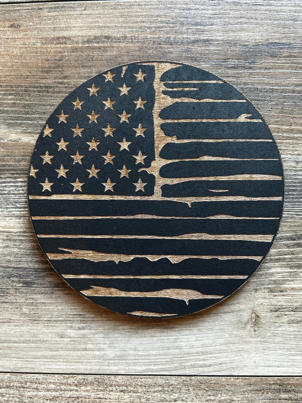 Round Distressed Flag Wood Sign, Round Sign, Wood Flag, American Flag, Rustic, Mancave Decor, Office Decor