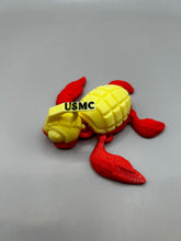 Load image into Gallery viewer, US Military Grenade Turtle Figurine, Armed Services, 3D Printed Grenade Turtle, 3D Printed Toy, Marines, Navy, Air Force, Army, Military
