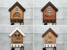 Load image into Gallery viewer, House Shaped Key Hangers, Wood Gift, 18 Designs, Realtor Gift, Christmas Gift, Housewarming Gift, Welcome Personalization &amp; Custom Requests
