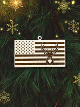 Load image into Gallery viewer, Deer American Flag Christmas Ornament, Patriotic Ornament, Christmas Ornaments, American Flag, Deer, Buck
