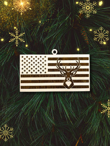 Deer American Flag Christmas Ornament, Patriotic Ornament, Christmas Ornaments, American Flag, Deer, Buck