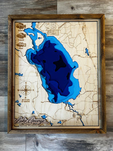 Lake George Map, Lake George Florida, Custom Wood Map, Wood Map, Custom 3D Lake Map, Lake House, Airbnb Decor, Realtor Gift, Custom City Map