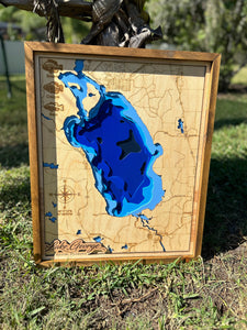 Lake George Map, Lake George Florida, Custom Wood Map, Wood Map, Custom 3D Lake Map, Lake House, Airbnb Decor, Realtor Gift, Custom City Map