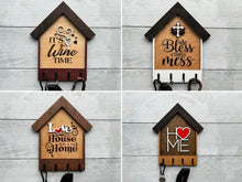 Load image into Gallery viewer, House Shaped Key Hangers, Wood Gift, 18 Designs, Realtor Gift, Christmas Gift, Housewarming Gift, Welcome Personalization &amp; Custom Requests
