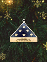 Load image into Gallery viewer, Folded Flag Memorial Ornament, Handmade Ornament, Personalized Ornament, Wood Ornament, Personalized Gift, Stocking Stuffer
