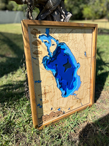 Lake George Map, Lake George Florida, Custom Wood Map, Wood Map, Custom 3D Lake Map, Lake House, Airbnb Decor, Realtor Gift, Custom City Map