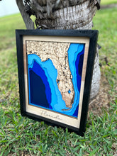 Load image into Gallery viewer, Florida Map, Florida Gift, Custom Wood Map, Wood Map, Custom Multilayer Wood Lake City Map, Handmade Map of Florida, Florida Souvenir
