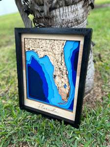 Florida Map, Florida Gift, Custom Wood Map, Wood Map, Custom Multilayer Wood Lake City Map, Handmade Map of Florida, Florida Souvenir